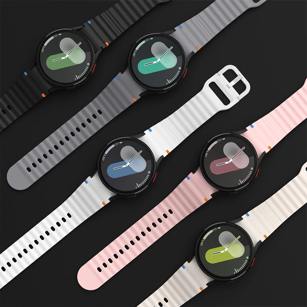 Silikonarmband + Hülle für Samsung Galaxy Watch 7 40 mm 44 mm Armband + Displayschutzfolie aus gehärtetem Glas + PC-Hülle für Galaxy Watch 6 5 4 Band