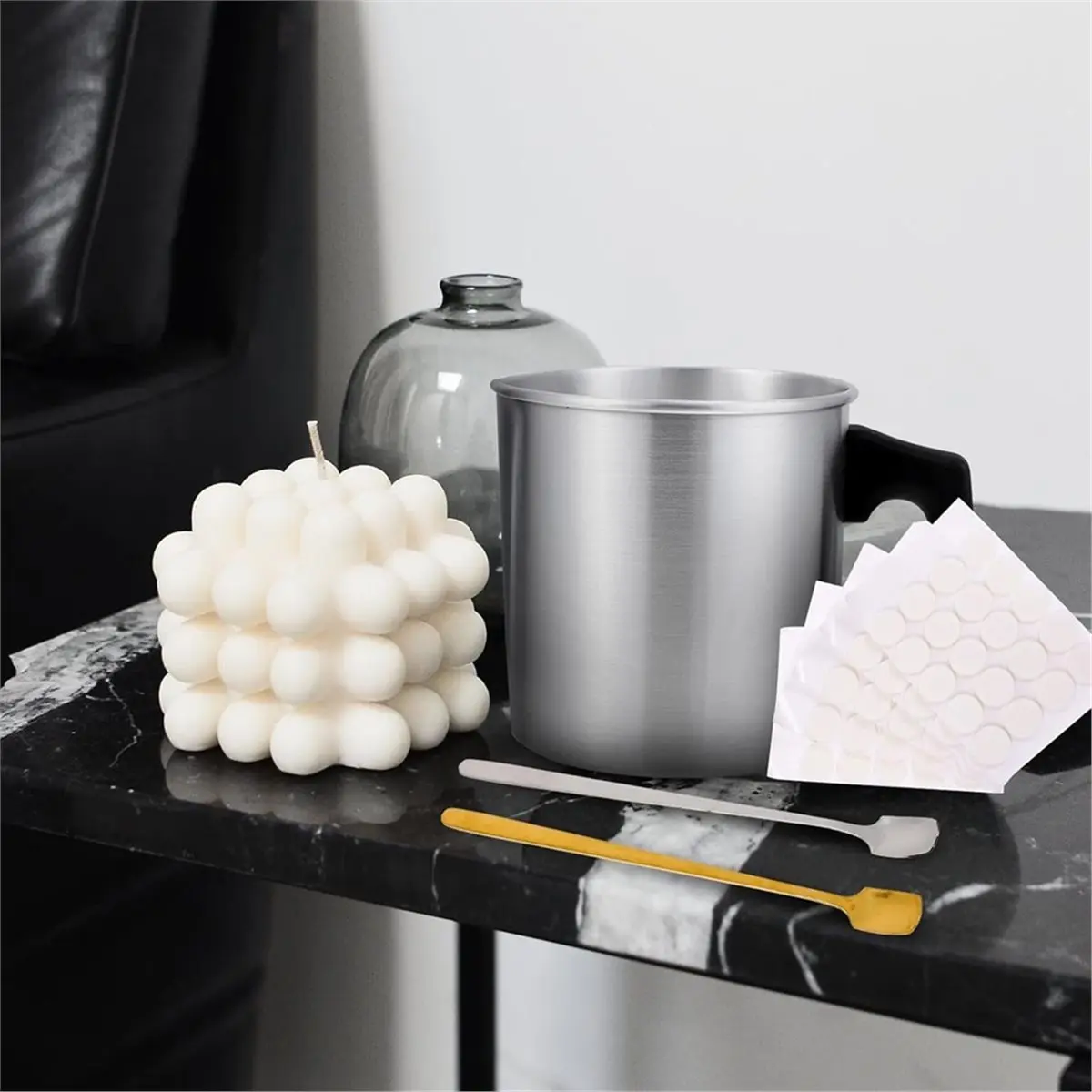 1.8LStainless Steel Candle Wax Melting Pot DIY Candle Making Kit with Pouring Spout for Crafts Random Color Random Color