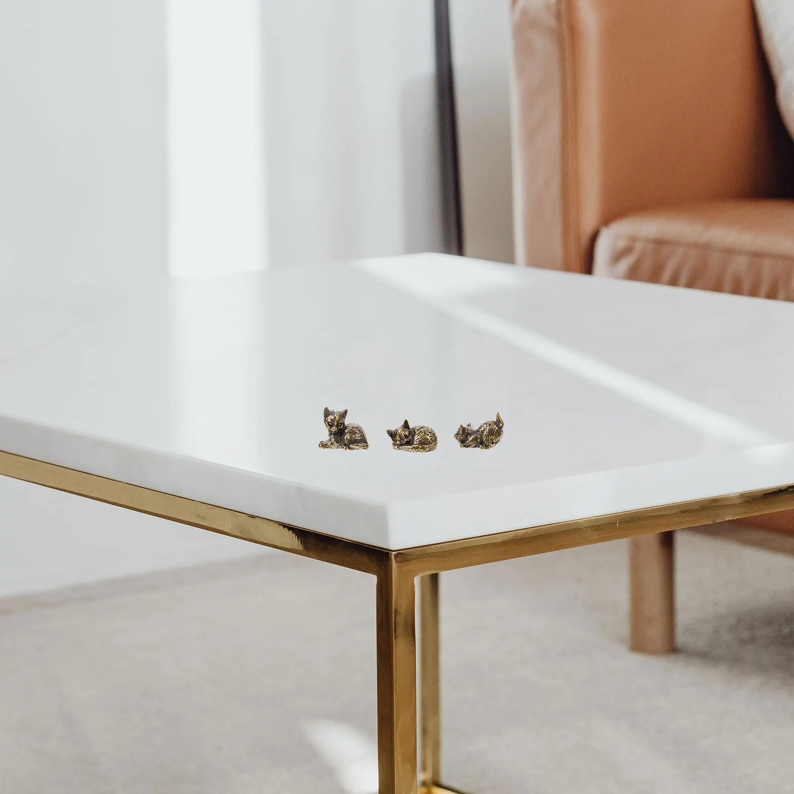 

3 Pcs Brass Ornament Animal Statue Decor Figurine Home Vintage Decoration Statues Cats Figurines