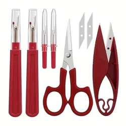 1/2/6Pcs Sewing Seam Ripper Kit Red Sewing Stitch Thread Unpicker &Seam Ripper&Thread Cutter Scissor for Sewing Thread Remove