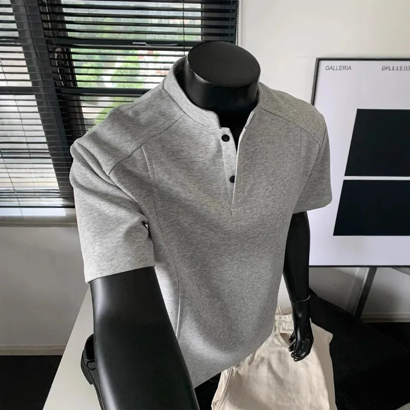 

2026 Shirt Short-sleeved Men's Summer Deconstruction Ruffian Handsome High-end T-shirt Heavy Front Shoulder Sports Half Sleeve