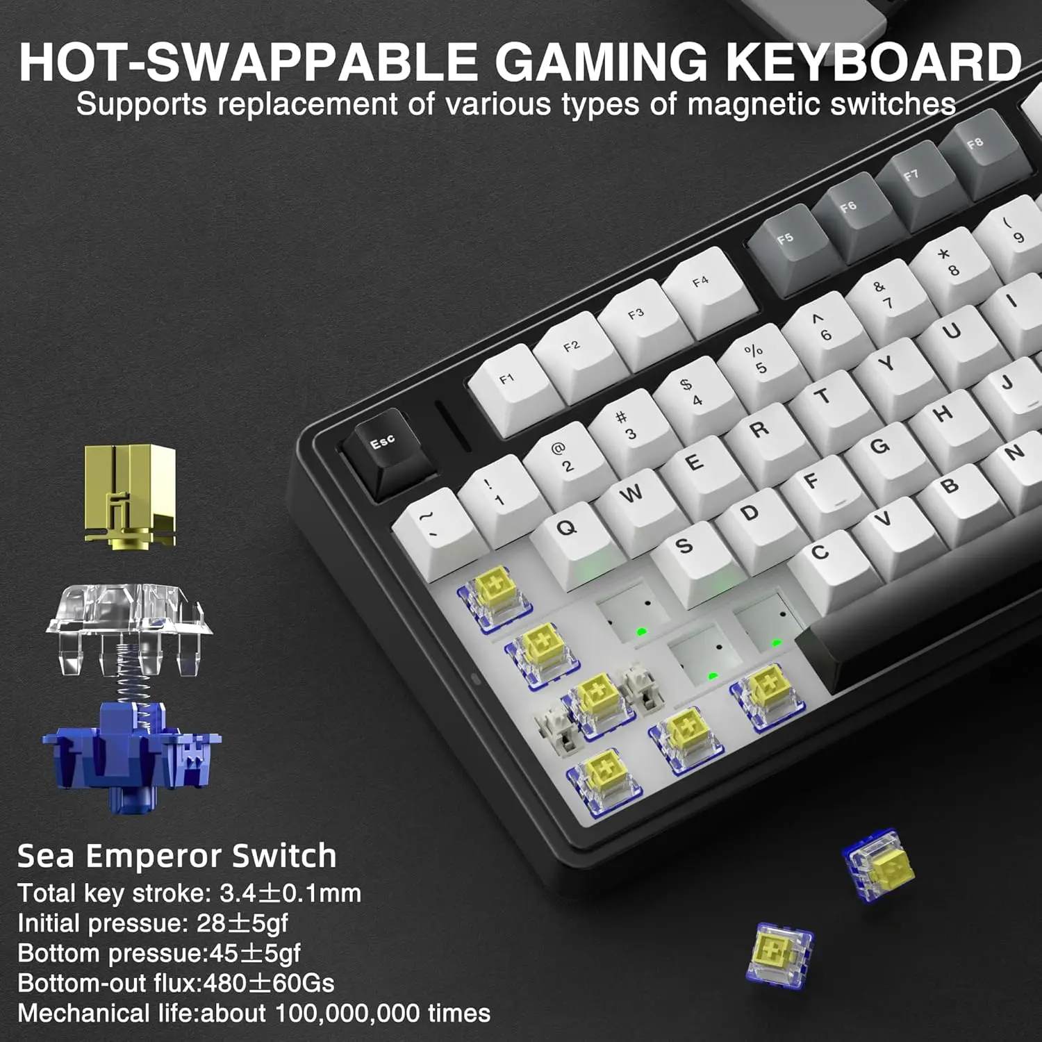 AULA F75 HE Magnetic Switch Gaming Keyboard 75% 80 Keys Tri-Mode Wireless 8K Polling Rate RGB Hot Swap Mechanical Keyboard