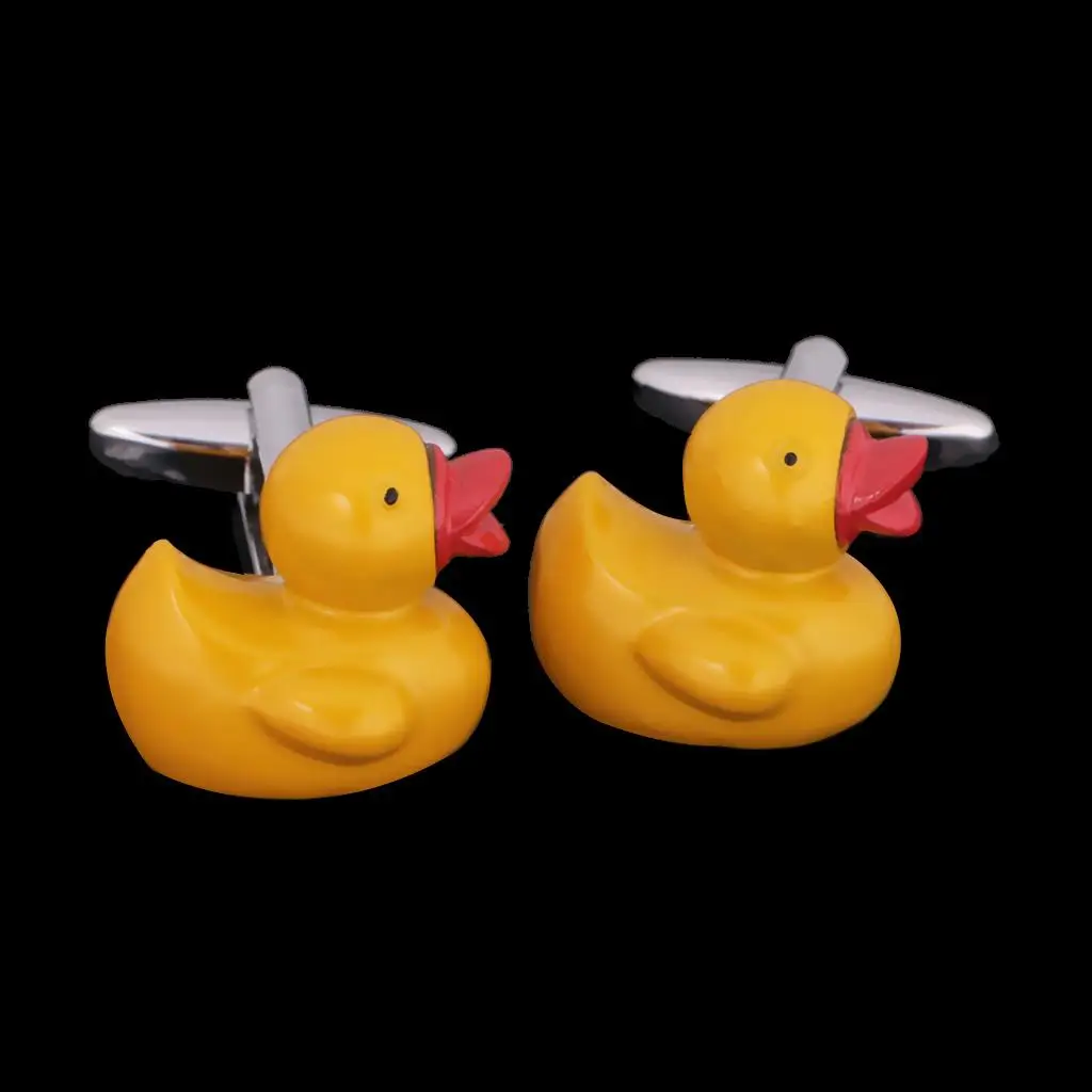 Yellow Bath Duck Cufflinks Kids Child Cuff Links Buttons Animal Lover Decor