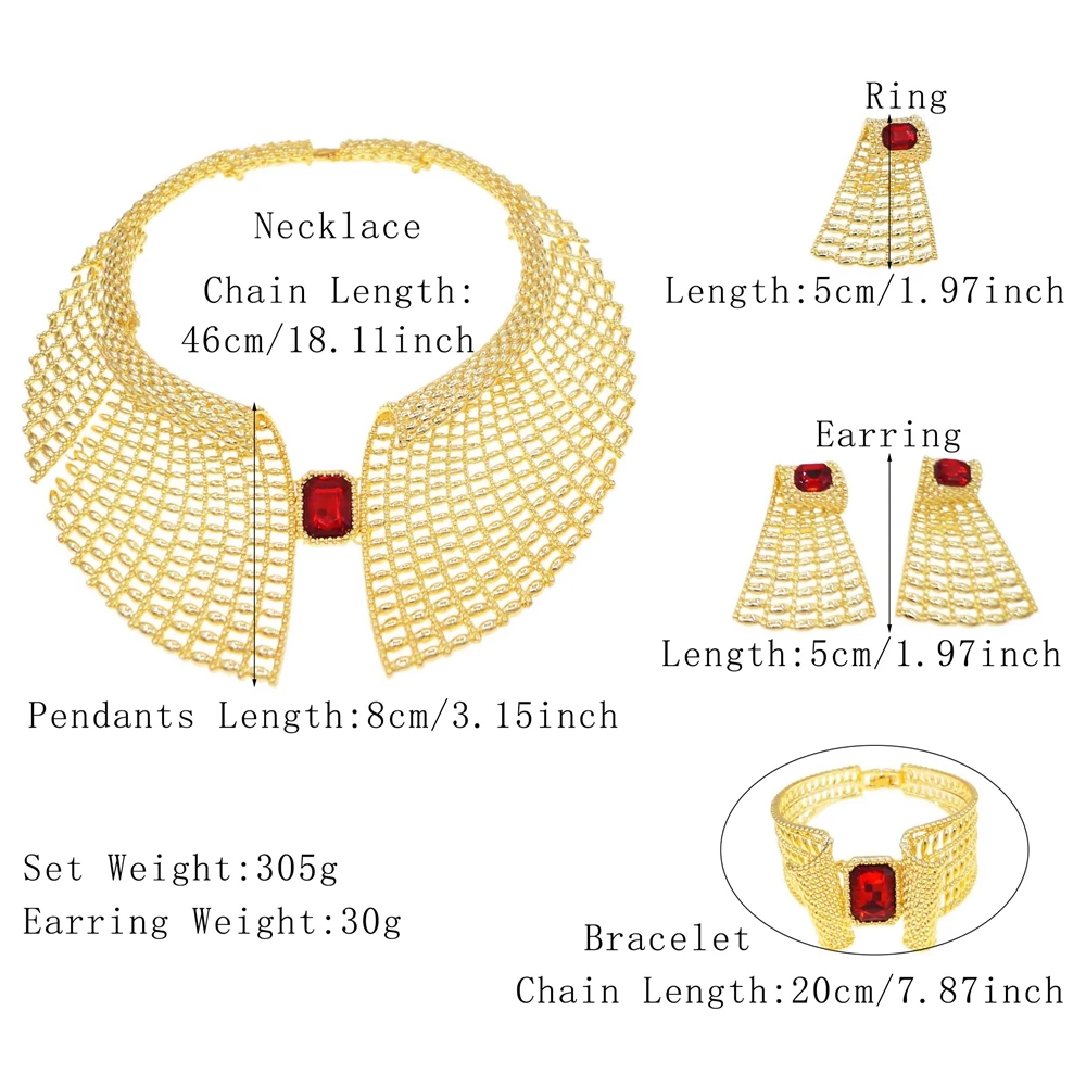 Luxury Women Jewelry Set Choker Style Hollow Necklace Earrings Wedding and Party Jewelry Nigerian Wedding Jewelry Accessories