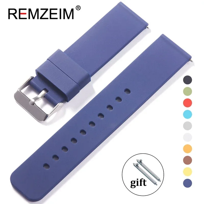 12mm 14mm 16mm 18mm 20mm 22mm 24mm Quick Release Silicone Straps Waterproof Rubber Replacement Bracelets Band Watch Belts