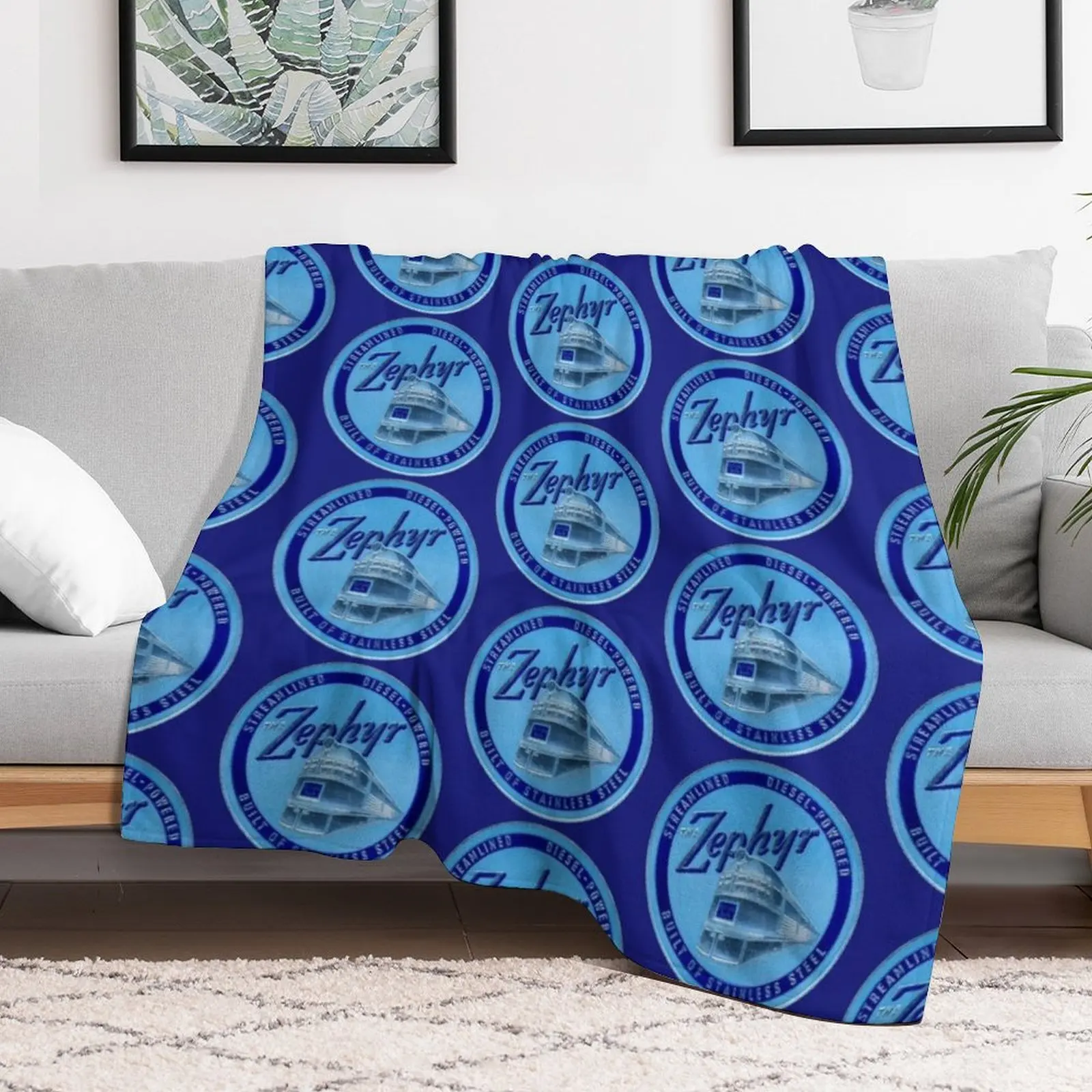 1934 The Zephyr Passenger Train Throw Blanket Cozy Sofa Blanket for TV Watching Napping