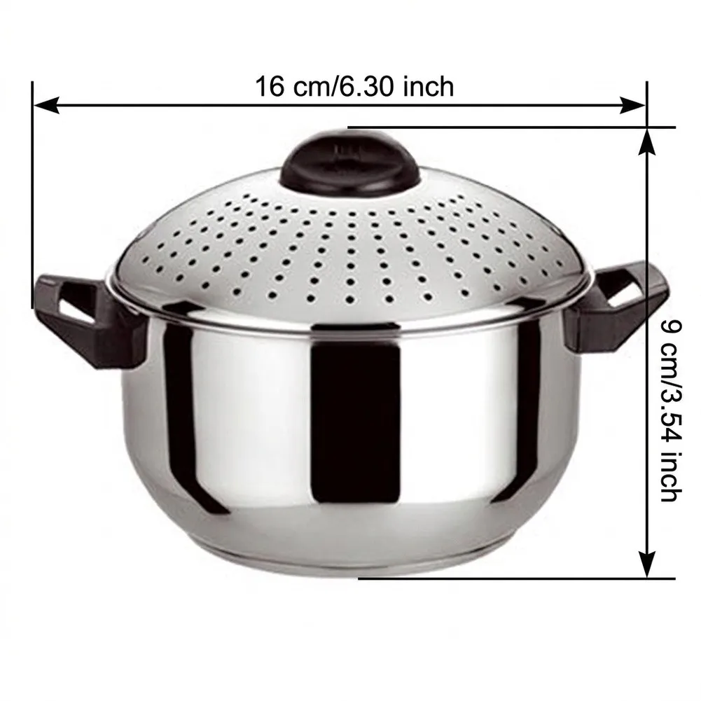 Stainless Steel Pot with Perforated Lid for Pasta Drainage Rice Rinsing Soup Boiling and Straining of Fruits Vegetables