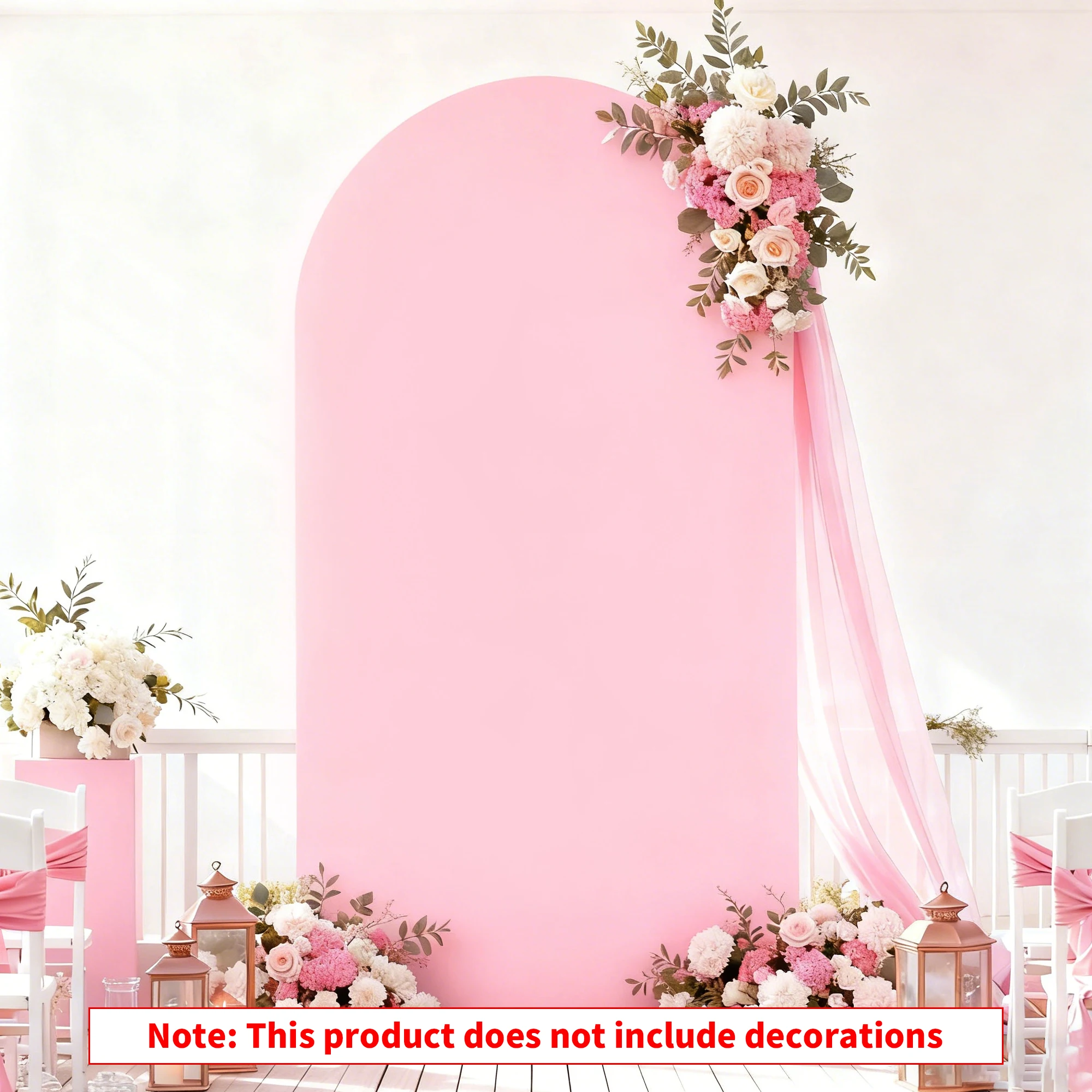 Pink Elastic Fabric Arch-Shaped Back Cover, Suitable for Weddings, Gender Reveal Parties, New Year, Birthday Parties, and Home Decoration (Arch Stand Not Included)