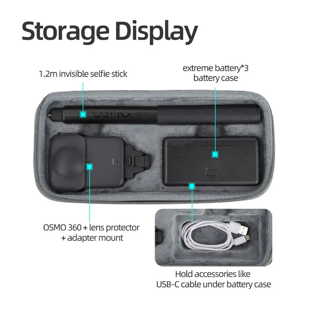 Portable Carrying Case Protective Shockproof Storage Bag Anti Scratch Protection Box for DJI Osmo 360 Action Camera Accessories