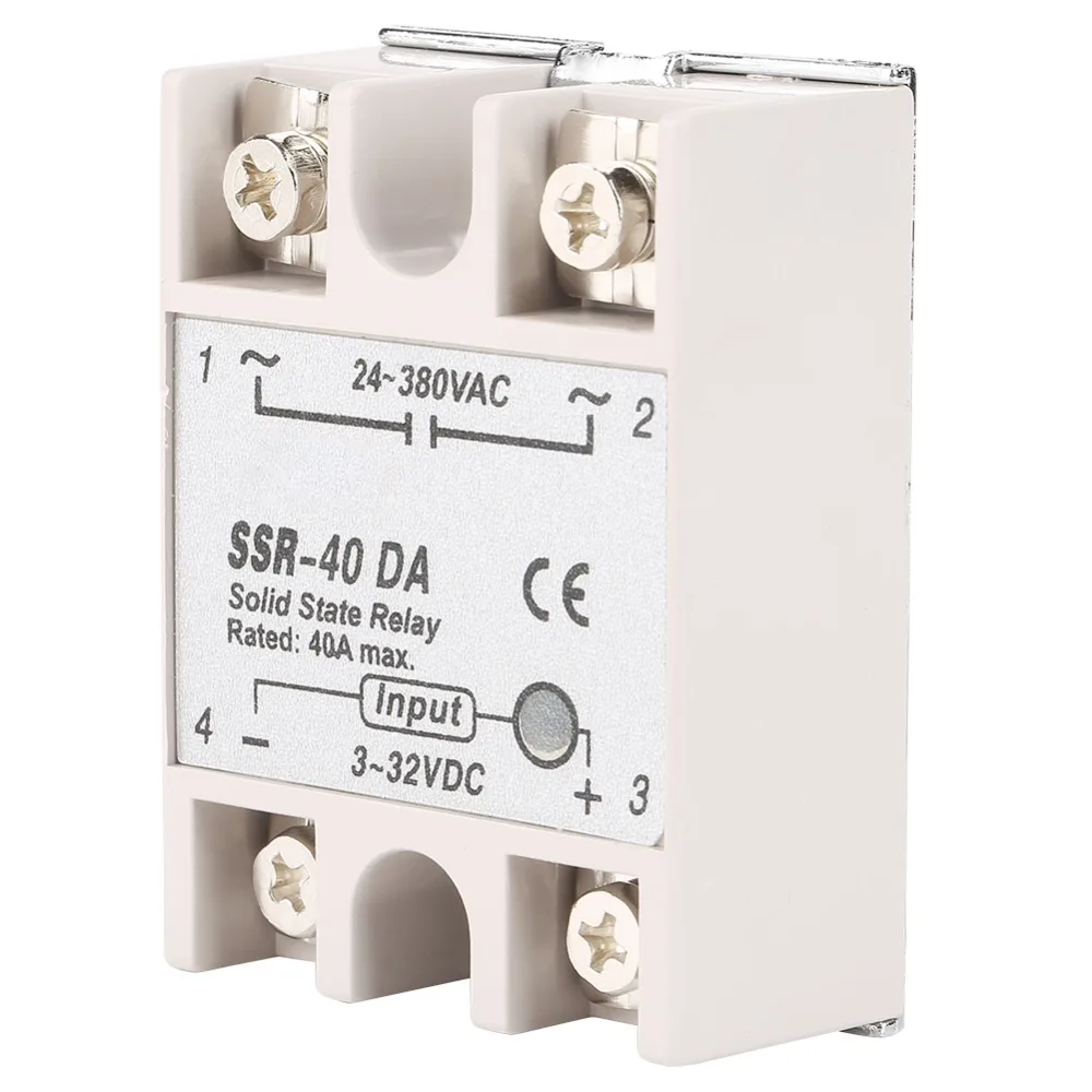 SSR- 40DA 40A Solid State Relay Input 3-32V DC Output 24-380V AC DC Control AC SSR- 40DA Solid State Relay Single Phase