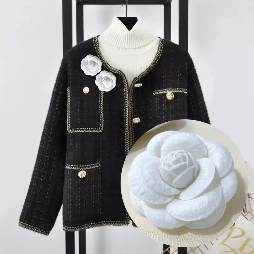 Fabric Handmade Accessories Camellia Flower Brooch Suit Sweater Coat Jeweley Gifts Retro Flower Pins lothing Decoration Colorful