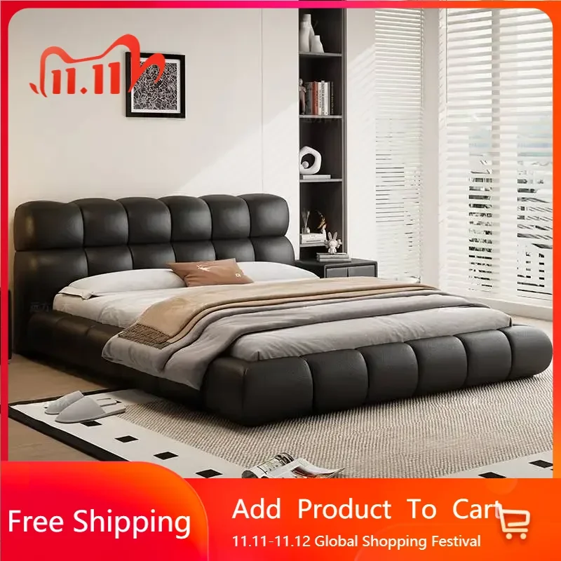 

Japanese Waterproof Double Bed Designer Full Size Floor Modern Double Bed Organizer Princess Cama Queen Size Hotel Furniture