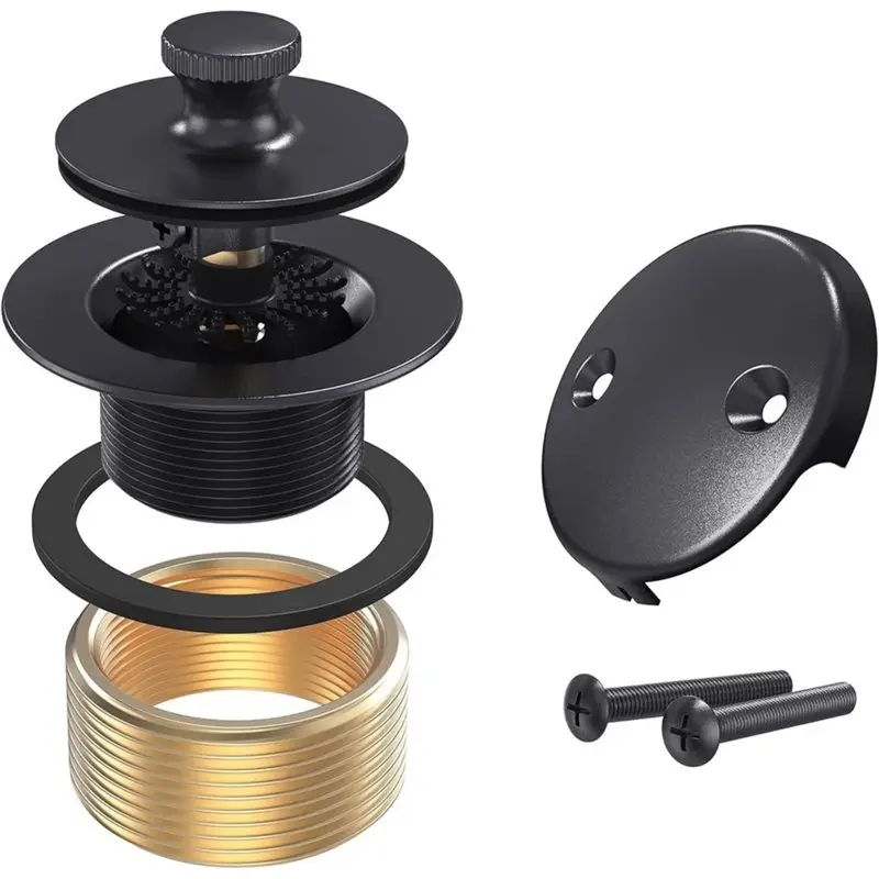 ABVG-Tub Drains Cover Lift & Turn Bathtub Drain Kit With 2-Hole Overflow Faceplate Conversion Kit Assembly Fine/Coarse Thread