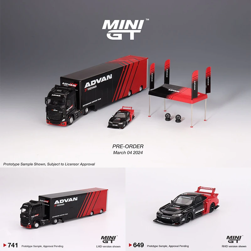 MINIGT Auf Lager 1:64 LBWK S15 Super Silhouette Racing Transporter Advan Suit Diecast Diorama Modell