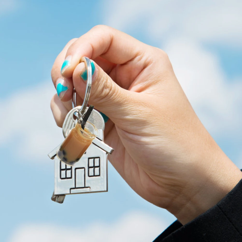 

20pcs Simulation 3D Pearl Milk Tea Cup Earring Keychain Resin Jewelry Decorative Accessories Creative Charms For Backpack