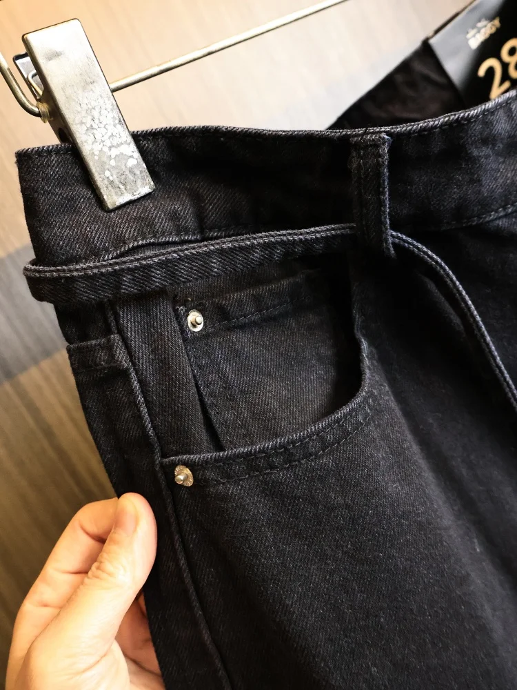 

Retro Washed Black Denim Jeans Men's Loose Wide Leg Casual Jeans Spring Season Fashion Urban Style Comfortable Breathable