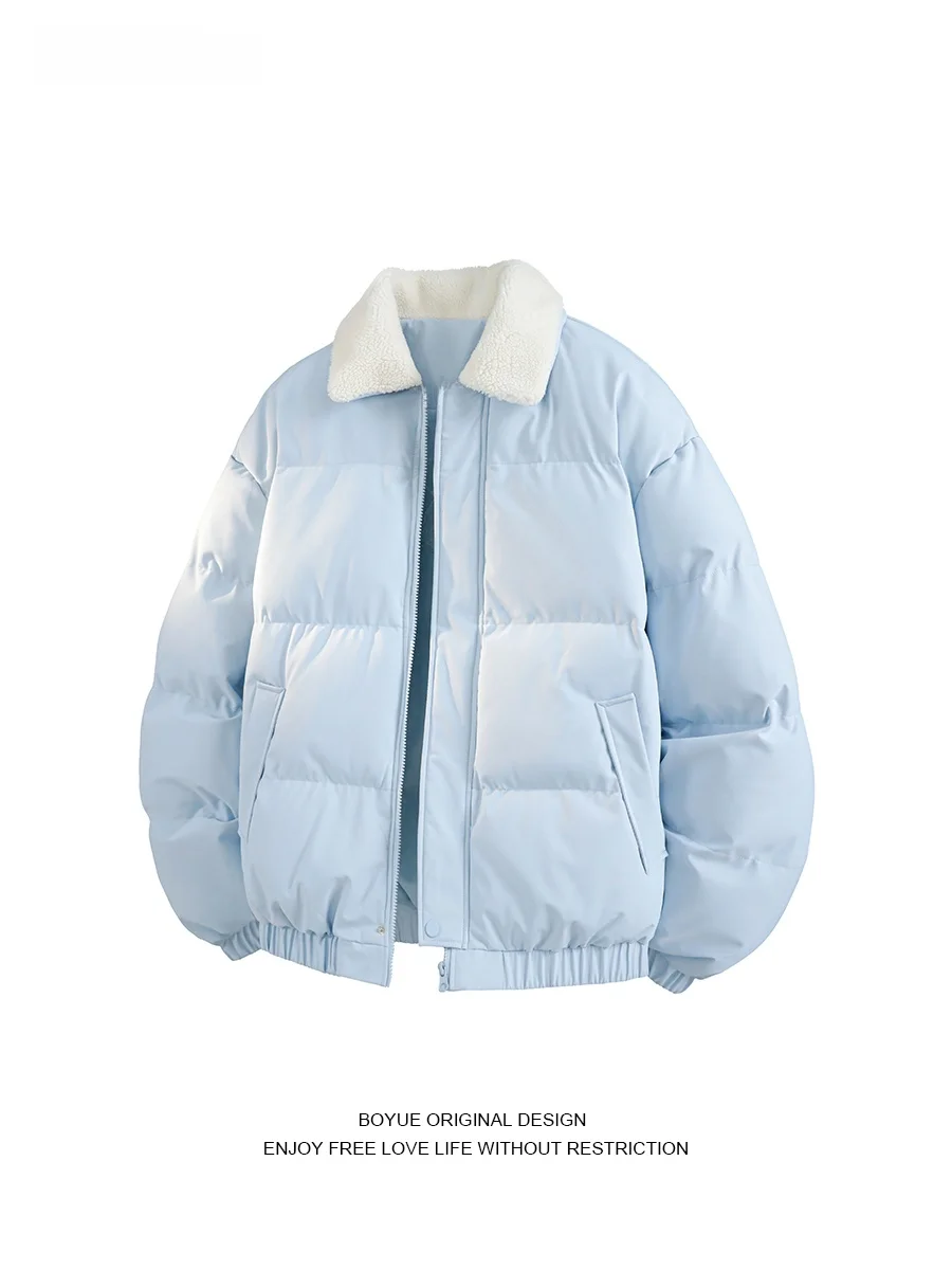 

Boyue Winter Thiened Lamb Velvet Patchwork Stand Collar Cotton Jaet Warm Faionable Retro Simple ex Outerwear