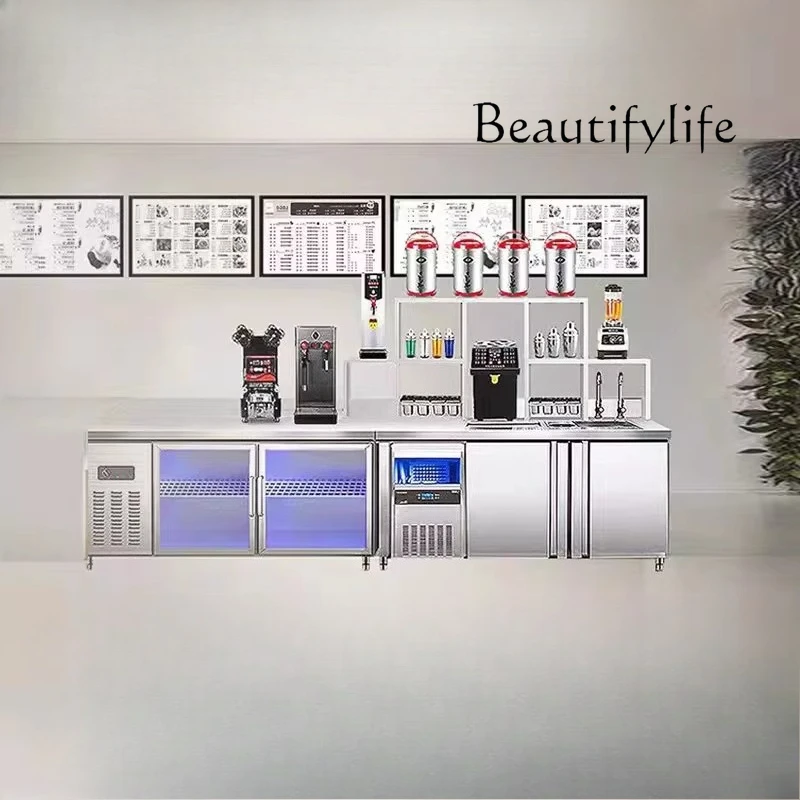 

Milk tea shop equipment full set of operation table water bar workbench new Chinese tea coffee shop bar