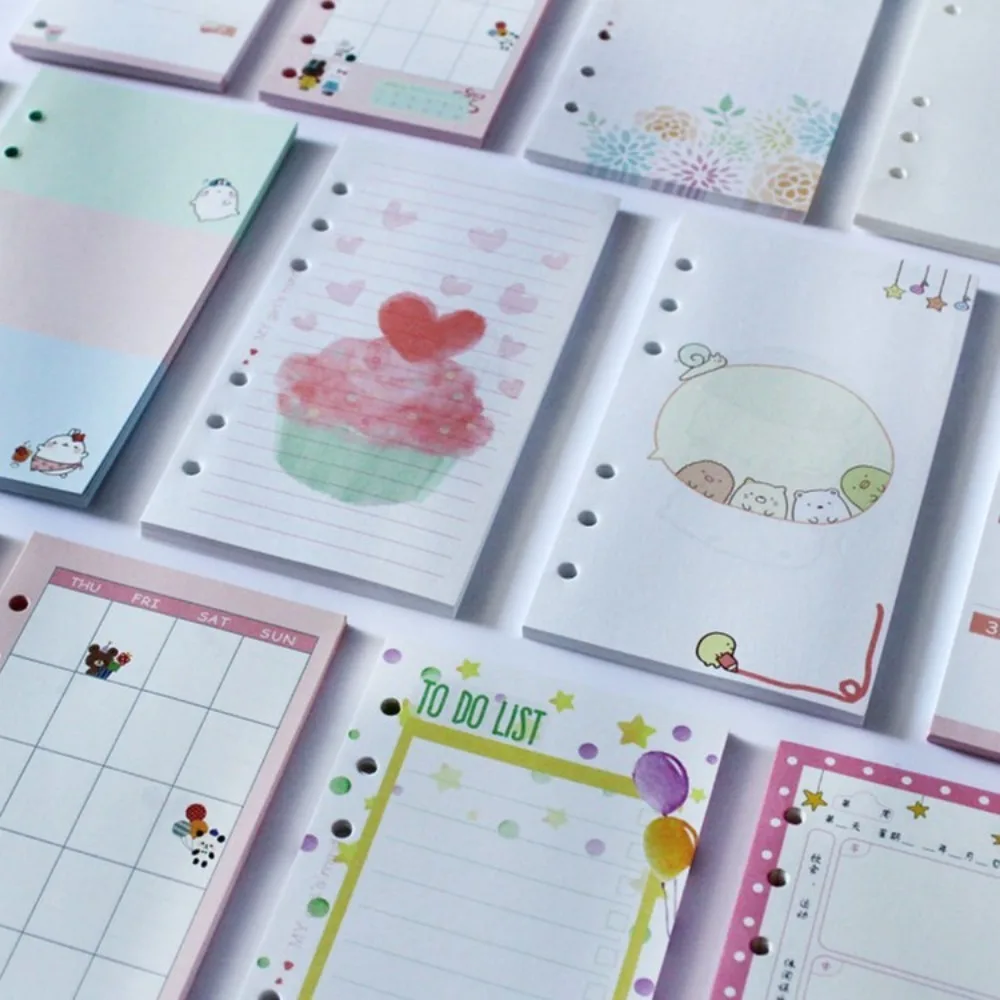 40 fogli A5 A6 A7 Ricarica a fogli mobili Carta Torta Fiore Ricarica interna Raccoglitore a spirale Carta Lista delle cose da fare Cancelleria Connell vuota