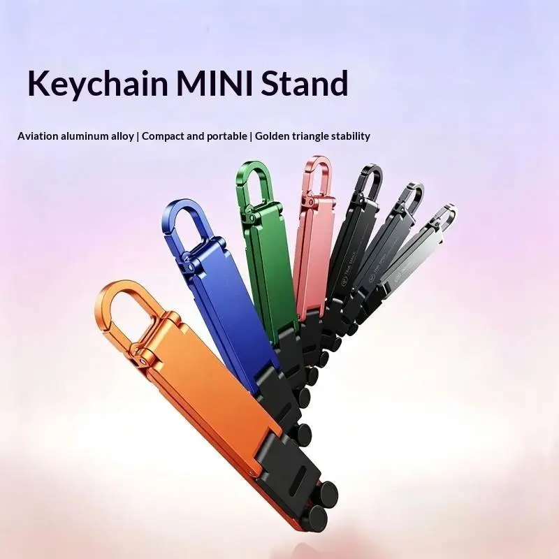 Foldable Mini Keychain Phone Stand Multi Angle Adjustable Hands Free Holder For Desk Travel Mobile Phone Support Supply