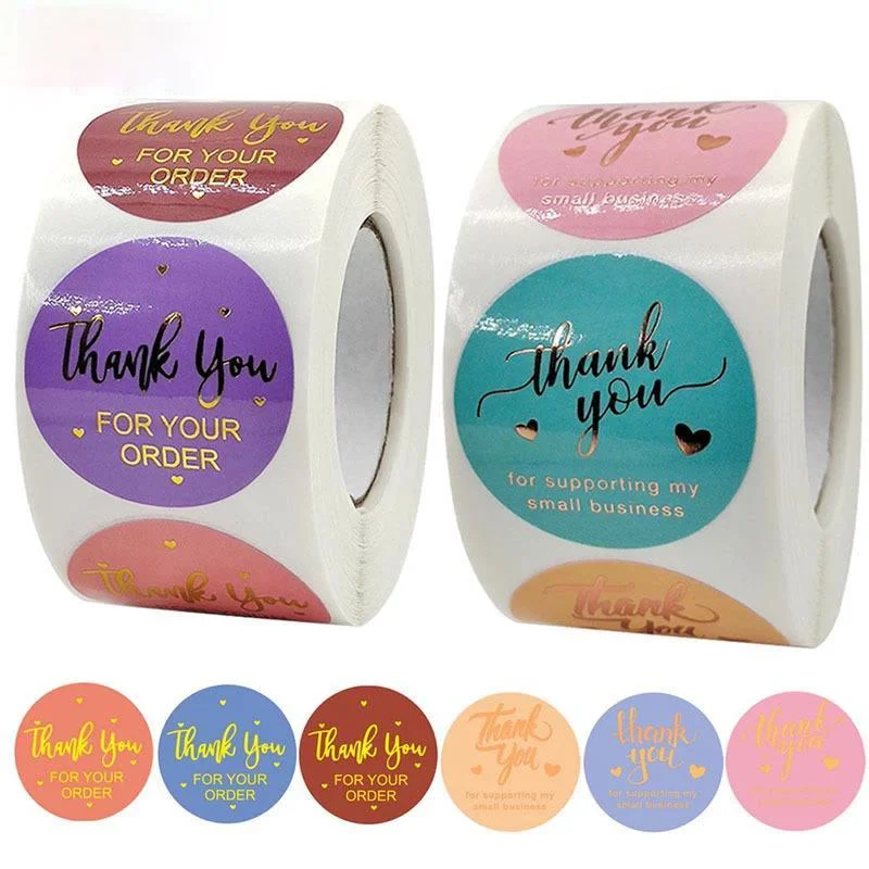 1.5 Inch Thank You Adhesive Stickers with Love Wedding Party Favors Envelope Mailing Supply Packaging Sealing Stationery Sticker