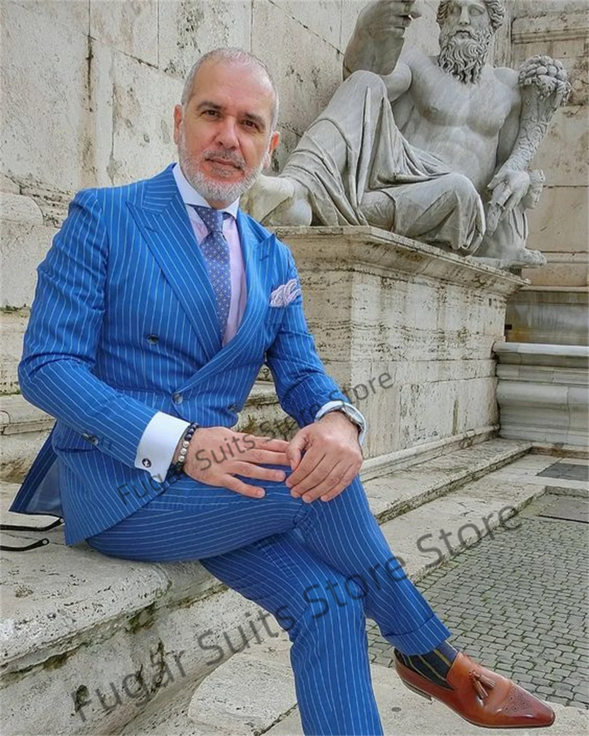 Business Blue Formal Suits For Men Slim Fit Peak Lapel Groom Wedding Tuxedos 2 Pieces Sets Office Work Male Blazer Costume Homme