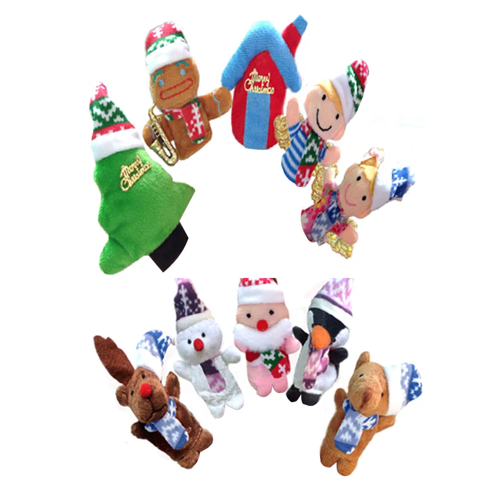 

10Pcs Holiday Finger Puppets 63x51x24inch Cute Character Hand Puppets for Children Imaginative Play Puppet Theater School