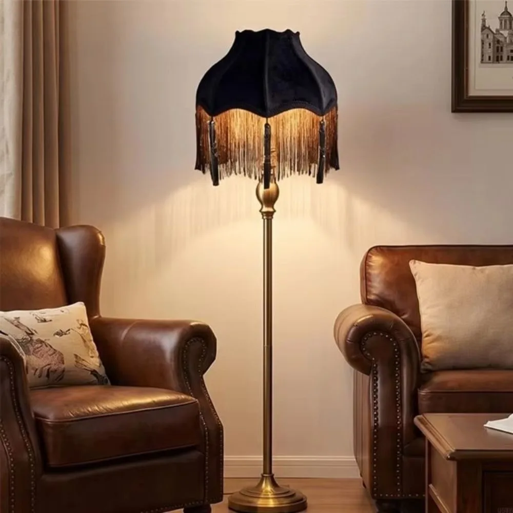 Multipurpose Fabric Texture Lampshade Tassels Tassel Fringe Fabric Lampshade Elegant Flared Tassel Lamp Shade Hotel
