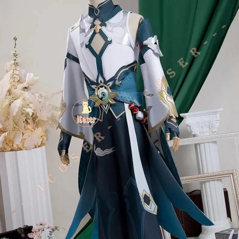 Disfraz de Cosplay de 5 estrellas Dan Heng Imbibitor Lunae, peluca Honkai Star Rail, uniforme, tocado, pendientes, Astral Express, accesorio de Halloween para hombres