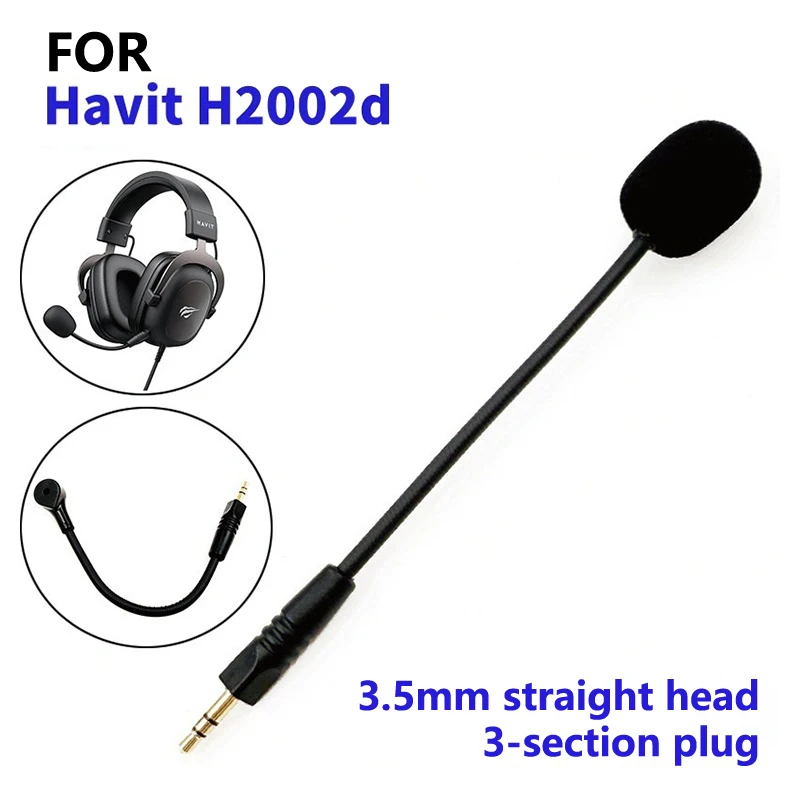 Micrófono de Repuesto de 3.5mm para Auriculares Havit H2002d, Micrófono para Auriculares de Videojuegos, Micrófono de Voz Plug-and-Play