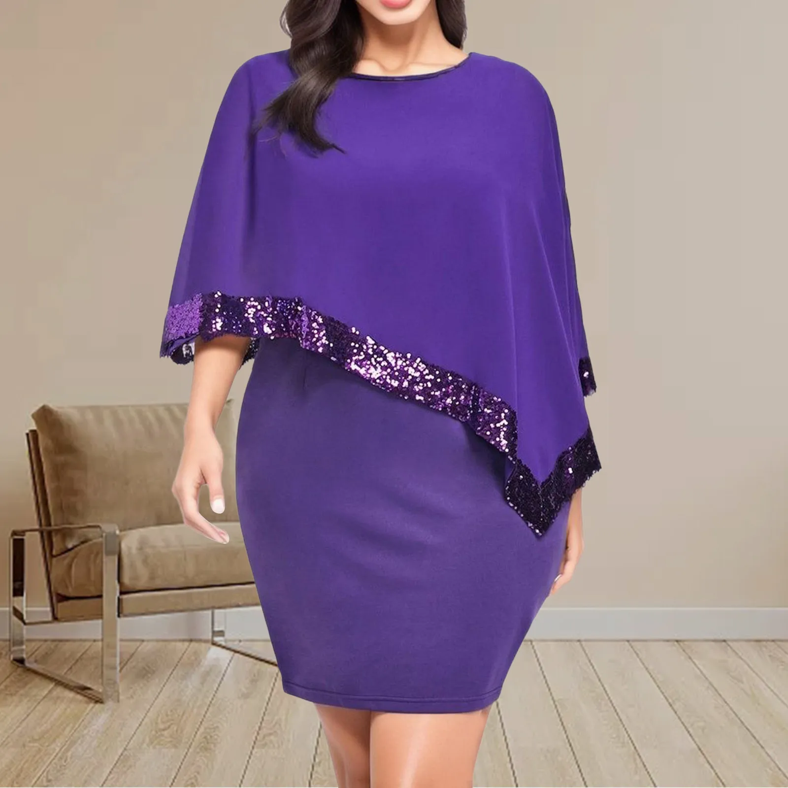 Dames Chique Feestjurk Plus Size Sexy Onregelmatige Designtas Hippe Jurk Vrouwen Off-Shoulder Lovertjes Mode Oversized Elegante Jurken