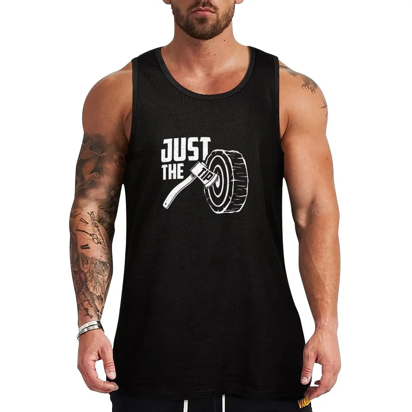 Funny Axe Throwing Just The Tip design Tank Top sexy clothes men gym top