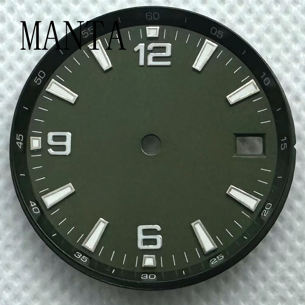 Стерильный циферблат MANTA диаметром 31 мм, механизм NH35, черный, синий, зеленый, белый, детали часов