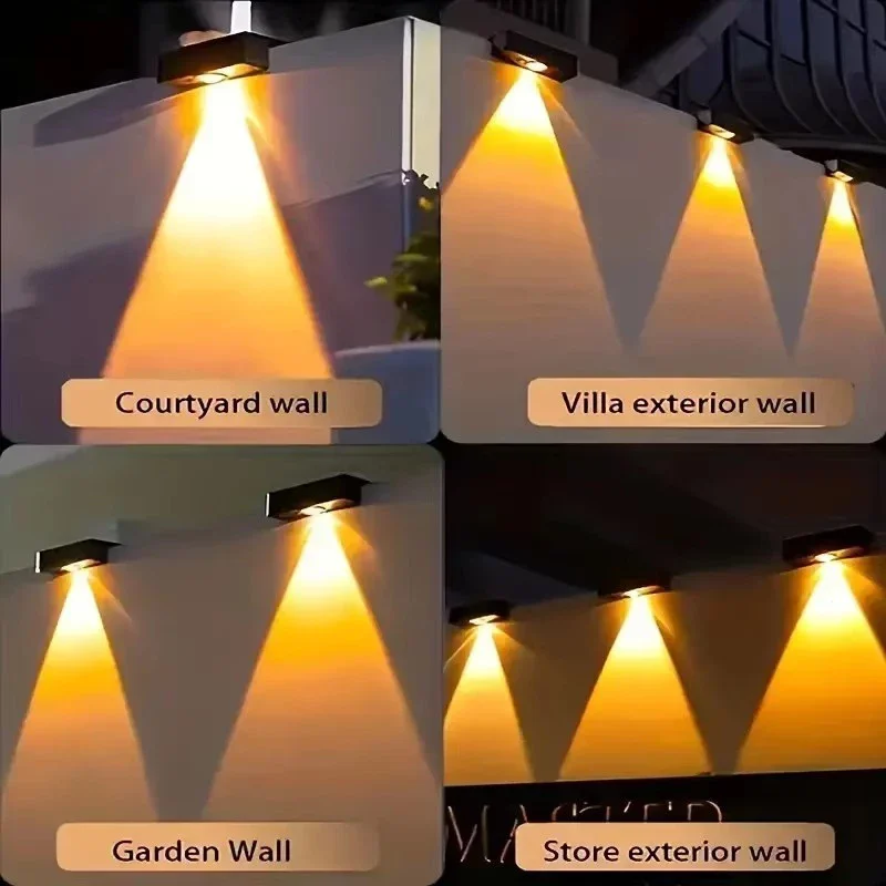 Outdoor Solar Wall Light Waterproof Fence Lights Solar Powered LED Light for Garden Backyard Patio Deck Railing or Exterior Wall