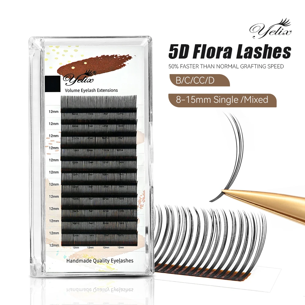 

Yelix Russia Volume 5D Spikes Flora Lashes Extension Individual Easy Fan Flower Eyelash Extensions Natural Soft Lashes