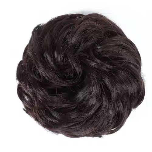 Azqueen Synthetic Messy Bun Chignon Donut Gary Brown Color Hair Bun Pad Elastic Hair Rope Rubber Band Hair Extensions - Image 35
