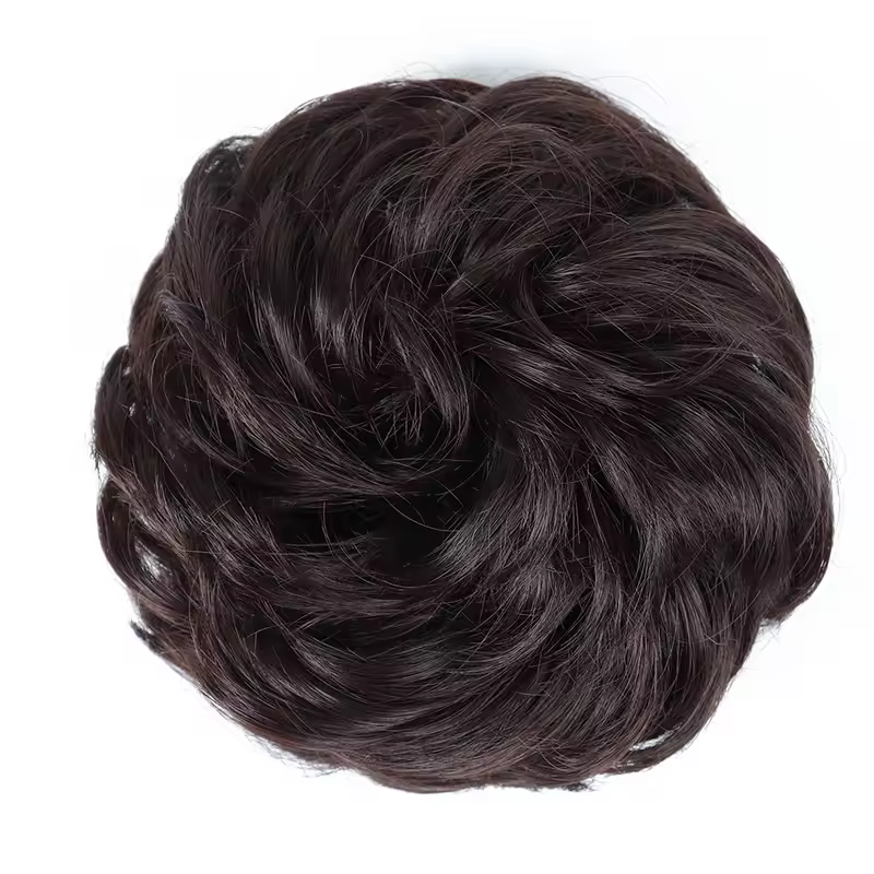 Azqueen Synthetic Messy Bun Chignon Donut Gary Brown Color Hair Bun Pad Elastic Hair Rope Rubber Band Hair Extensions - Image 35