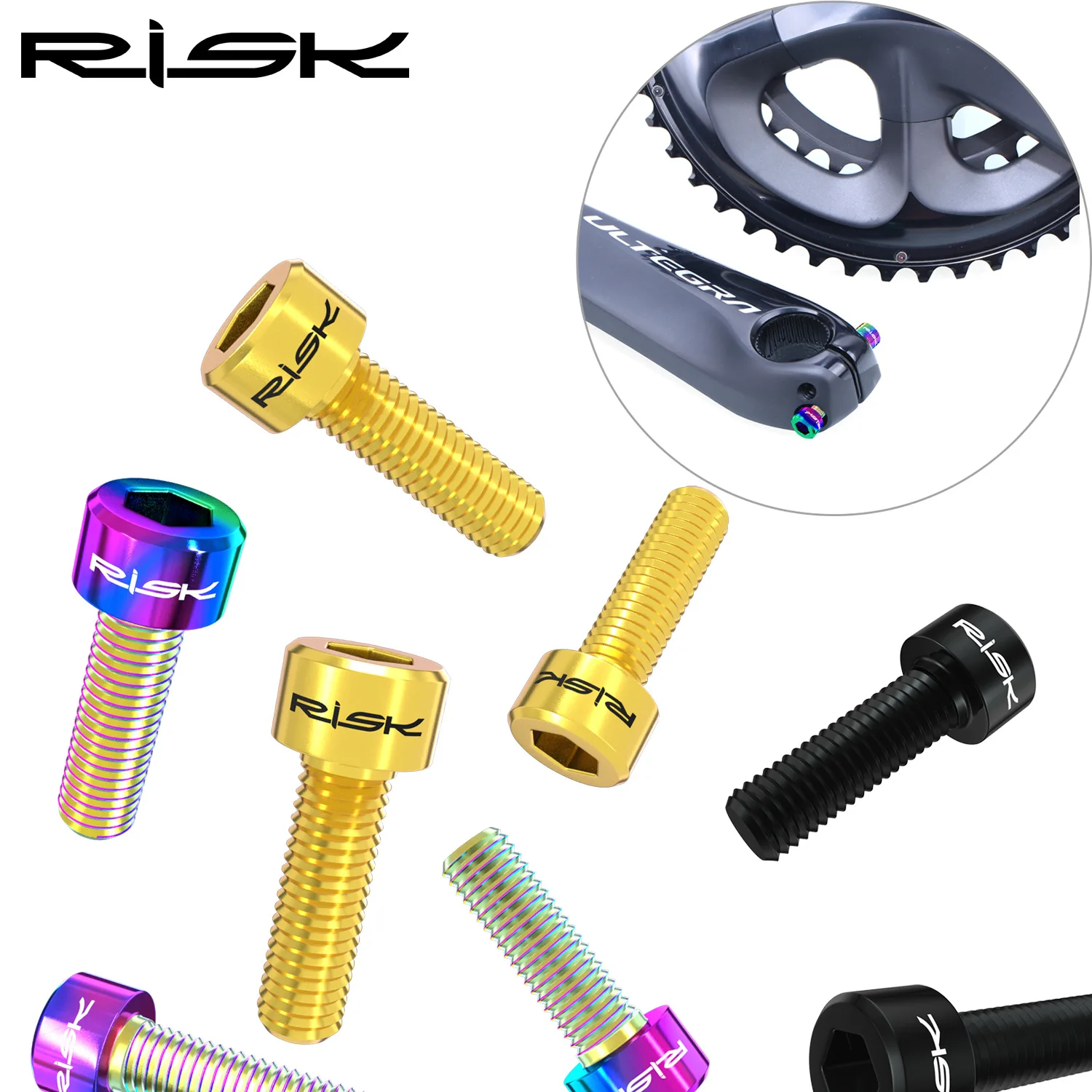 2PCS RISK Bike Bicycle Crank Arm Bolt M6x18mm Screw Titanium Alloy For Integrated Hollow Crankset