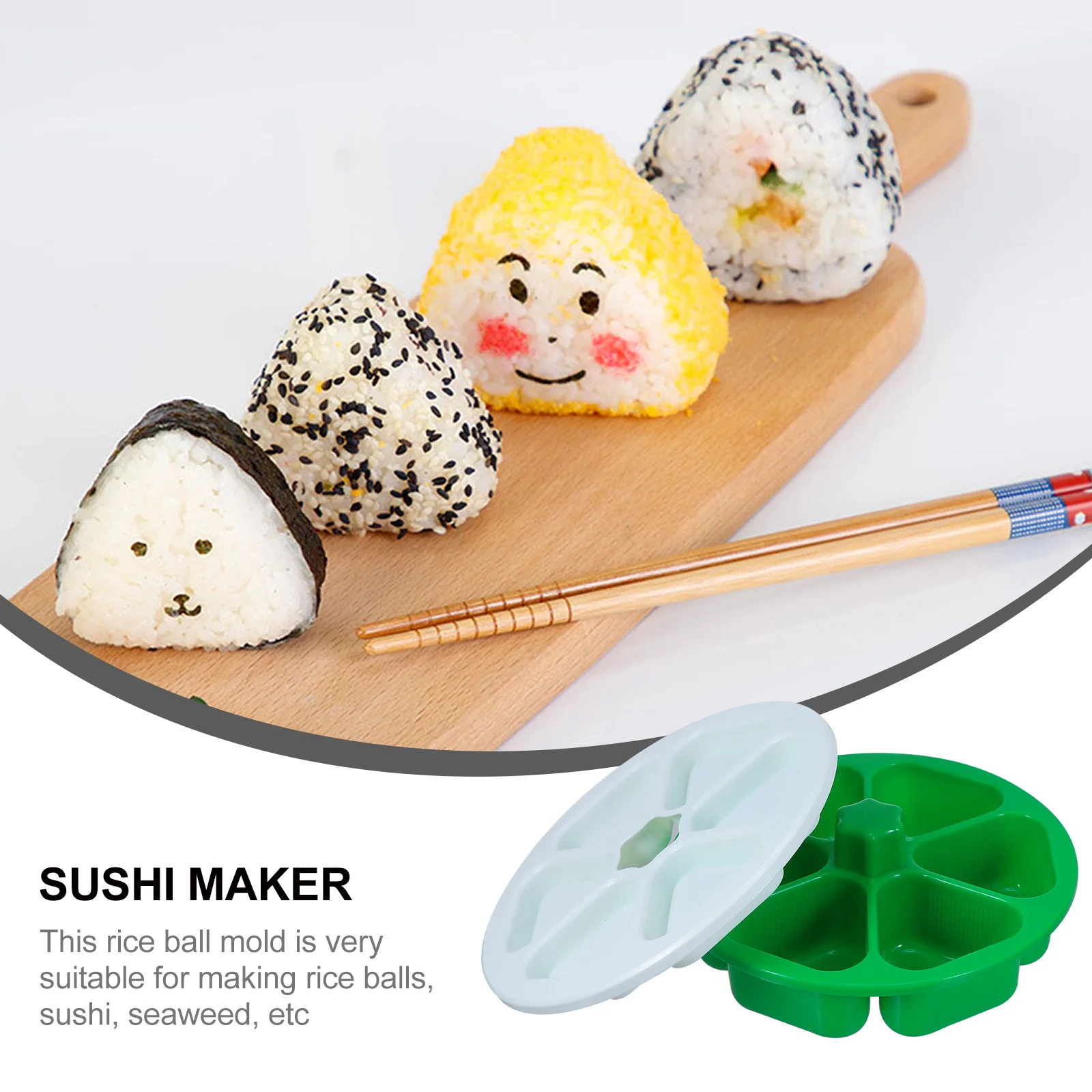 

1Pcs Rice Ball Mold 6 in 1 Triangle Sushi Maker DIY Home Kitchen Tool Bento Box Rice Ball Making Tool Food Grade Plastic
