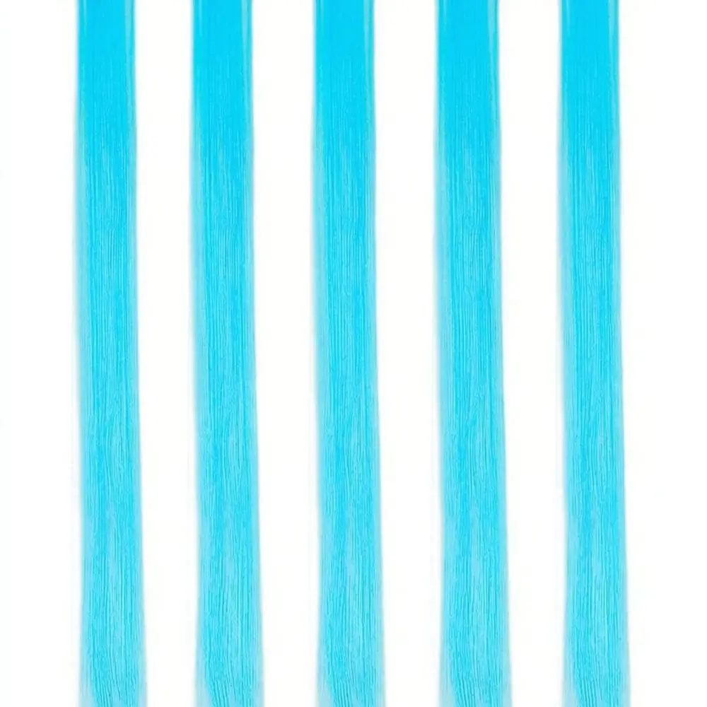 Clip On Straight Hair Extensions Colorful Highlights Synthetic Hairpiece Invisible Seamless Styling Decor For Girls Fashion