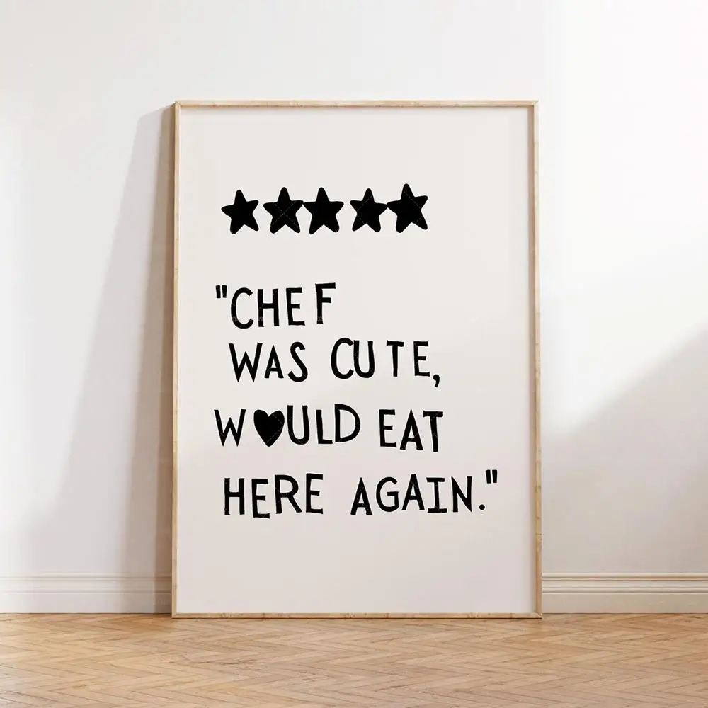 Minimalist Heart Black Chef Motivational Quotes Cute Cooking Art  Wall Art Canvas Painting Posters For Kitchen Room Home Decor