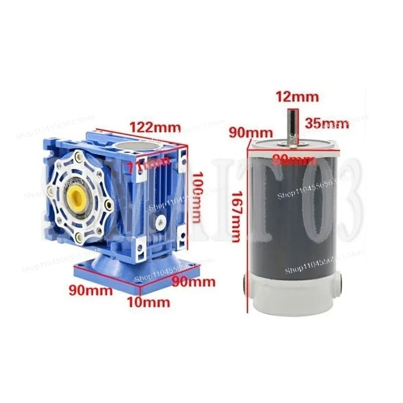 RV40 300W DC Worm Gear Motor | 12V/24V Adjustable Speed Turbo Deceleration Motor