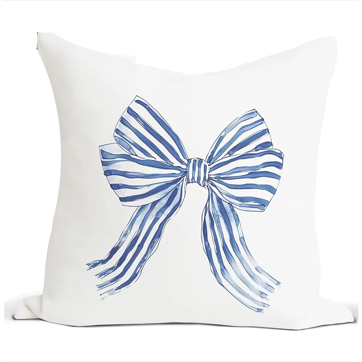 

Blue Bow Design Throw Pillow Covers Zippered Polyester Decorative Cushion Cases Preppy Coastal Girls Room Decor 40x40cm 16x16In