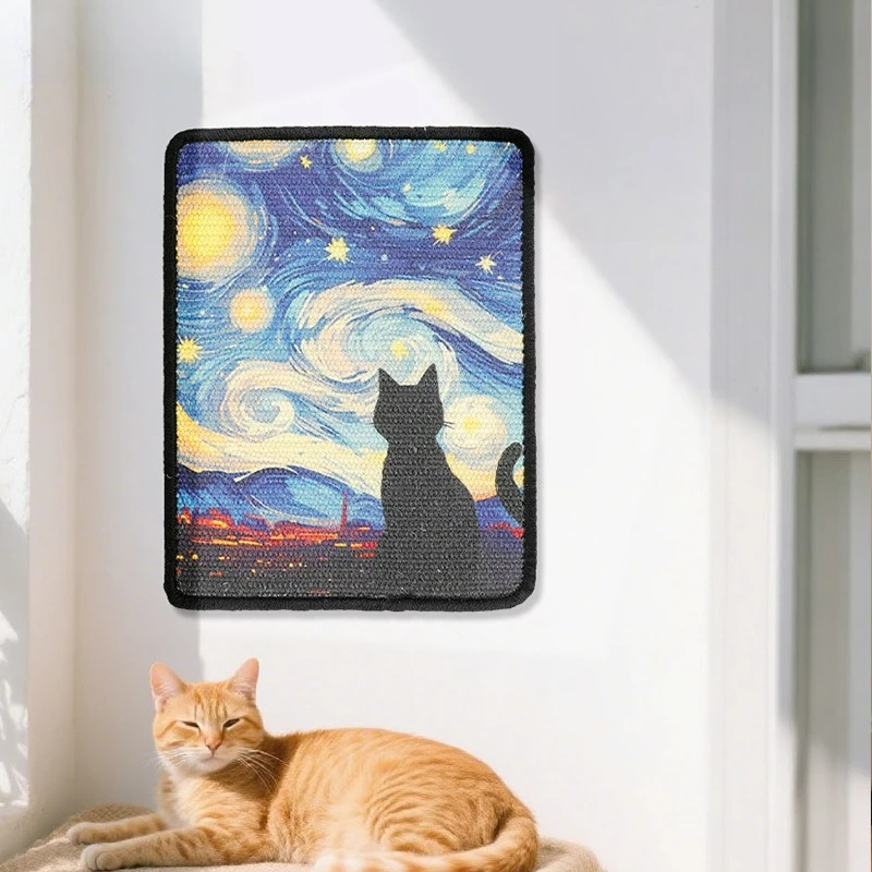 Durable Wall-Mounted Cats Scratching Post Stitched Edges Soft Fabric for Indoor Clawing Play Space-Saving Design for Cat