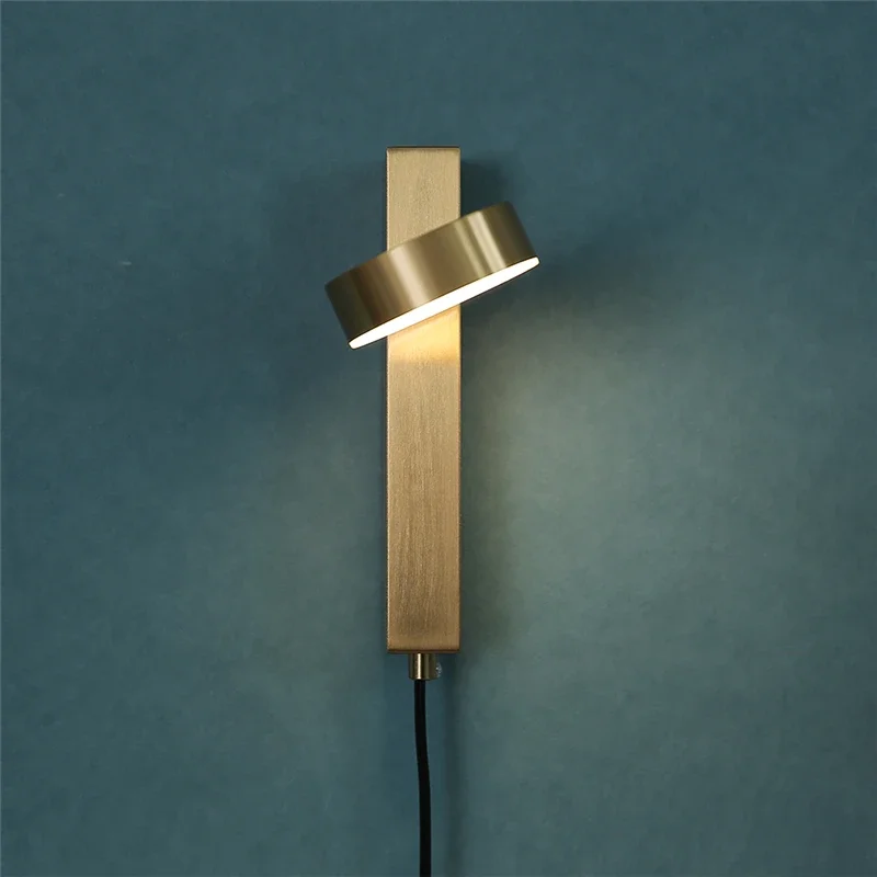 Modern Indoor Wall Lamps Rotation Dimming Shaking Head Adjustable Wall Lights with Wire Switch LED Wall Deco Lighting Luminaire