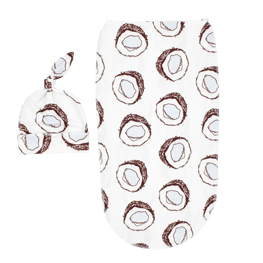 

1Pcs Anti-Scare Baby Swaddle Sack Stretchy Soft Knit Comfortable Newborn Photography Prop Sleeping Bag Knotted Hat Coconut