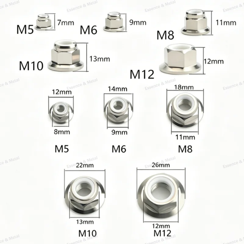 Titanium Flange Nylon Locking Nut M5 M6 M8 M10 M12 Hexagonal Flange Self-locking Nylon Nut Suitable for RC Off-Road Vehicles