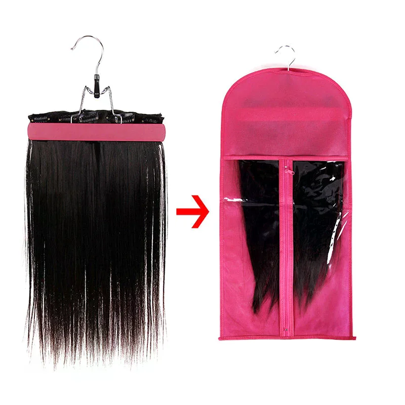 Solid Wood Wig Clip Portable Wig Bag Hanger Wig Storage Bags Pack Holder For Virgin Hair Weft Clip In Hair Extension Carrier Sto