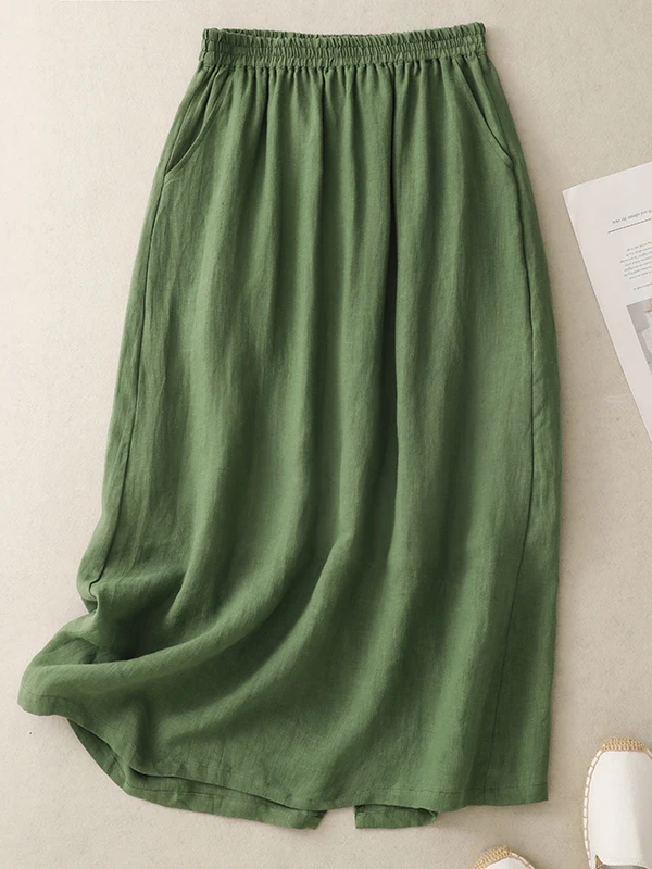 

Юбка трапециевидной формы с высокой талией больших размеров, цветная женская юбка-миди с боковыми разрезами, удобная эластичная талия для поездок на работу