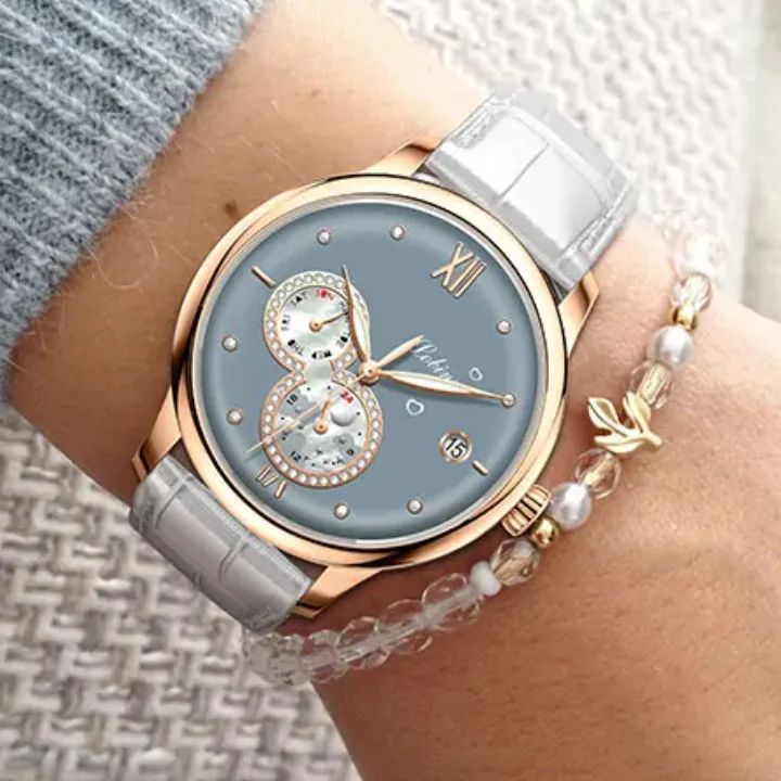 LOBINNI Women Automatic Watch 36.5mm Ladies Mechanical Wristwatch Waterproof Sapphire Mirror Multi-Dial 24 Hours Week Auto Date